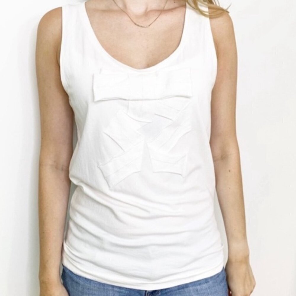 Kate Spade NY Cream Cascading Bow Tank Top, Size Small